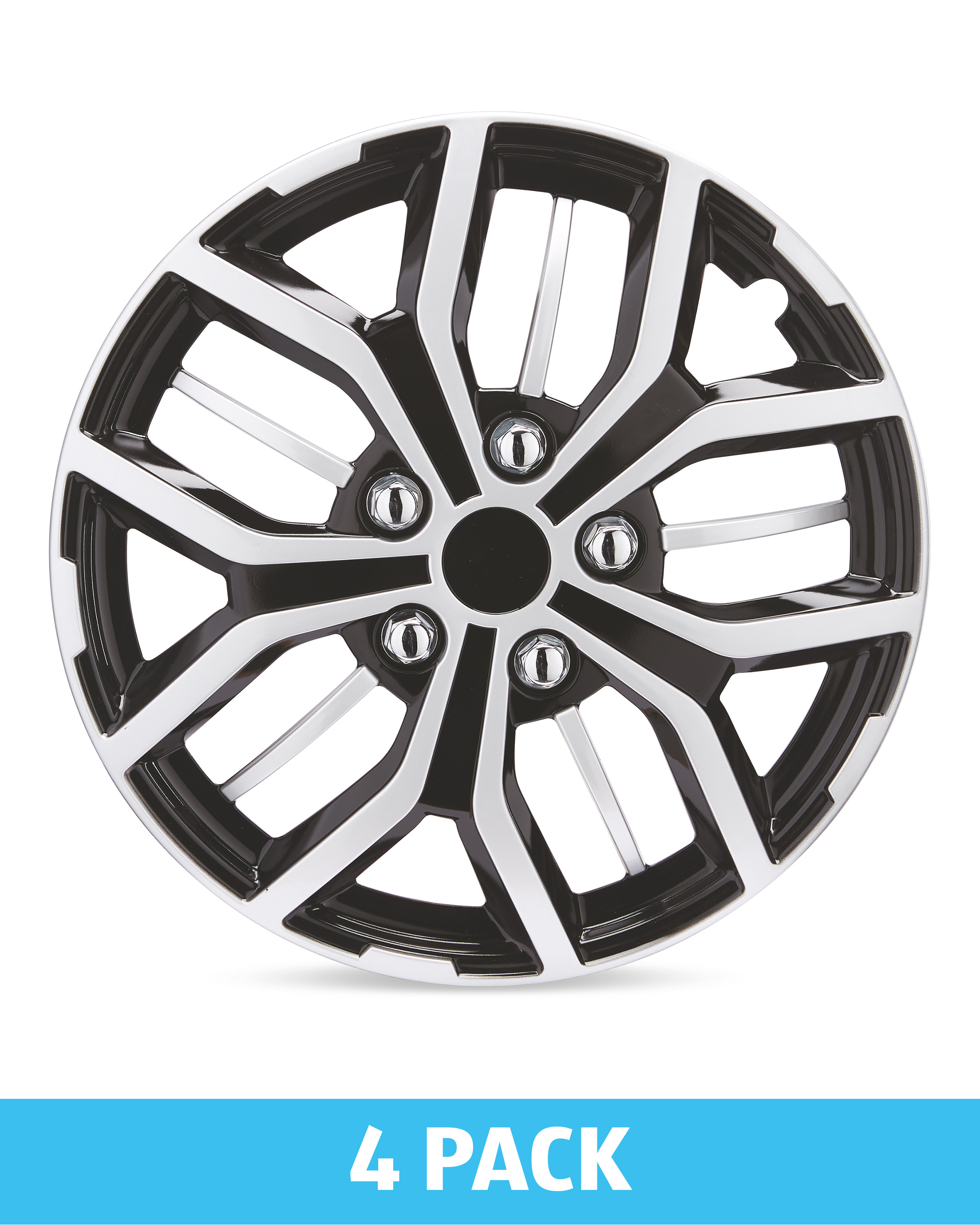 Silver/Black 15" Wheel Trims 4 Pack ALDI UK